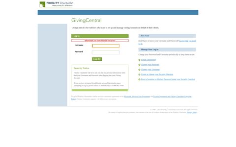 Fidelity Charitable GivingCentral Log In