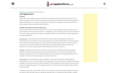 Lidl Job Application - Job Applications UK