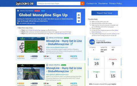 Global Moneyline Sign Up - Logins-DB