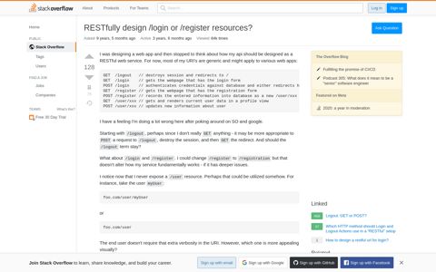 RESTfully design /login or /register resources? - Stack Overflow