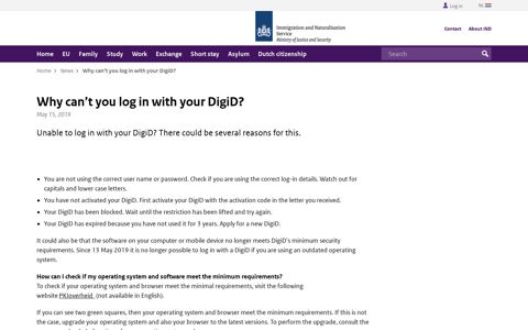 Why can't you log in with your DigiD? | Immigration and ... - IND