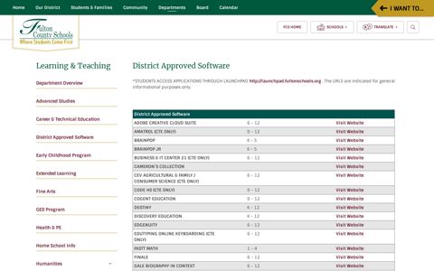 Learning & Teaching / District Approved Software
