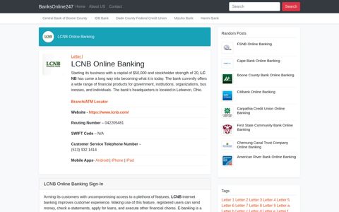 LCNB Online Banking Sign-In - Online Banking Information