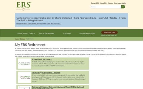 Retirement | ERS - Employees Retirement System - Texas.gov