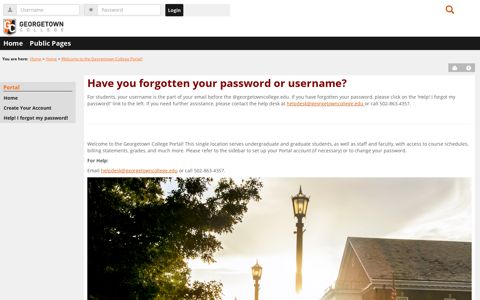 Welcome to the Georgetown College Portal! - Main View ...