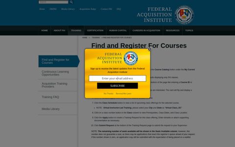 Find and Register For Courses | FAI.GOV