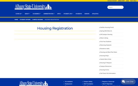 Housing Registration - Albany State University