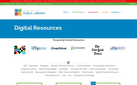 Digital Resources – Gwinnett County Public Library