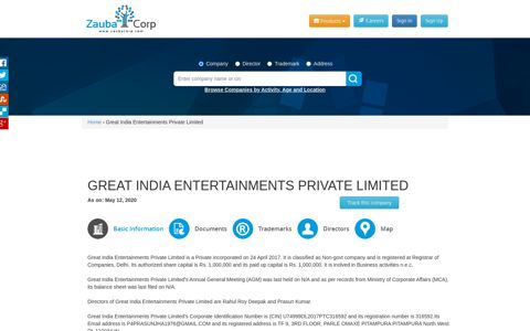 GREAT INDIA ENTERTAINMENTS PRIVATE LIMITED ...