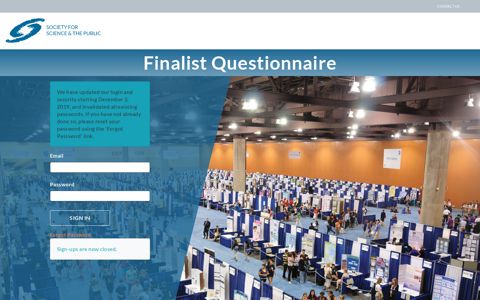 Finalist Questionnaire - Society for Science & the Public