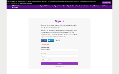 Log-in To Your Profile - NYU Langone Medical Center