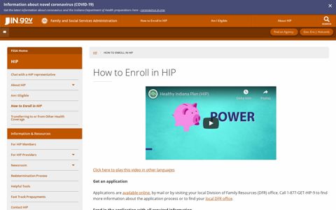 FSSA: HIP: How to Enroll in HIP - IN.gov