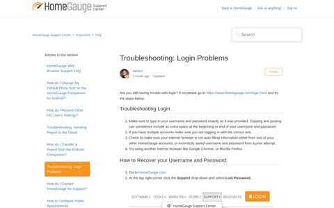 Troubleshooting: Login Problems – HomeGauge Support Center