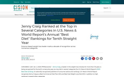 Jenny Craig Ranked at the Top in Several Categories in U.S. ...