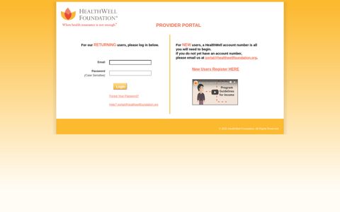 HealthWell Foundation | Provider Portal
