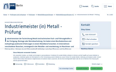 Prüfung Industriemeister Metall der IHK Berlin - IHK Berlin