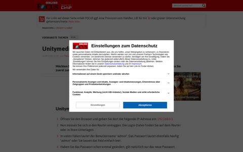 Unitymedia Router: So klappt der Login | FOCUS.de