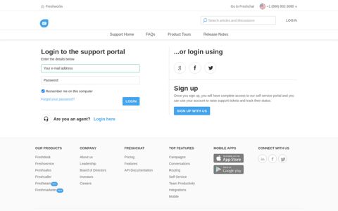 Login to the support portal - Freshchat support