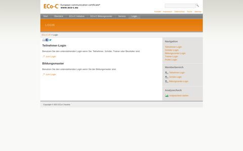 Login - ECo-C - European Communication Certificate