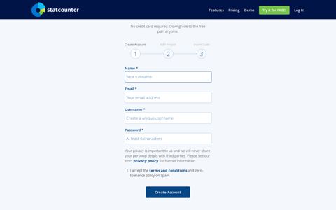 Sign Up | Statcounter