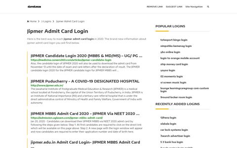 Jipmer Admit Card Login ❤️ One Click Access - iLoveLogin