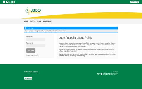 Log In - Judo Australia - revolutioniseSPORT