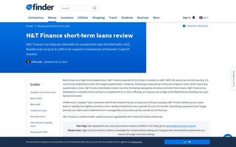 H&T Finance Short Term Loans Review | December 2020 ...