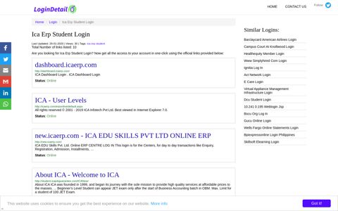 Ica Erp Student Login dashboard.icaerp.com - http ...