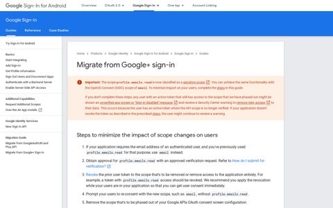 Migrate from Google+ sign-in | Google Sign-In for Android