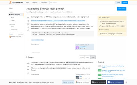 Java native browser login prompt - Stack Overflow