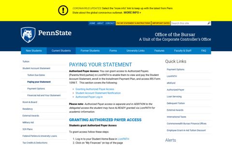 Paying your Statement - Office of the Bursar - Penn State