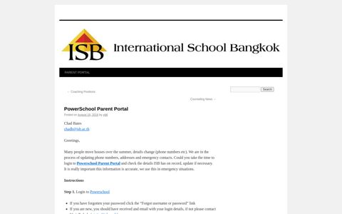 PowerSchool Parent Portal - Inside ISB