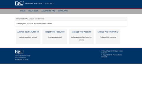 Account Self Service - Florida Atlantic University