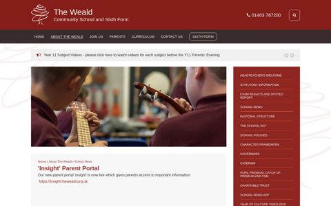 'Insight' Parent Portal - The Weald Community School