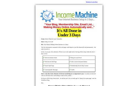 Income Machine: Setup Your Online Business in 3 Days