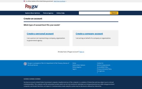 Create an account - Pay.gov