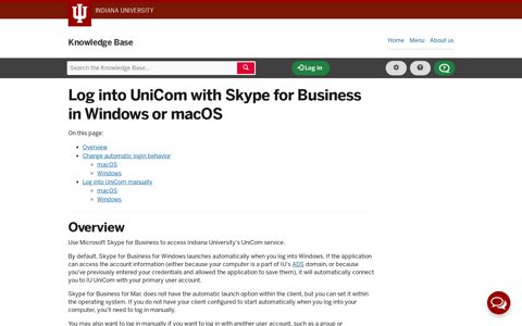 Log into UniCom with Skype for Business in Windows or macOS