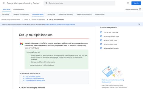 Set up multiple inboxes - Google Workspace Learning Center