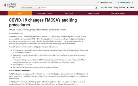 COVID-19 changes FMCSA's auditing procedures - JJ Keller