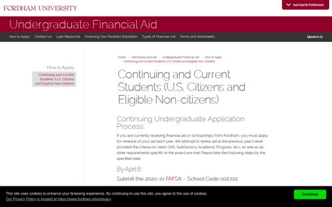 Continuing and Current Students (U.S. Citizens and Eligible ...