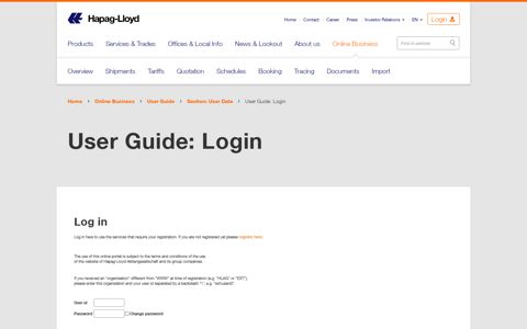 User Guide: Login - Hapag-Lloyd