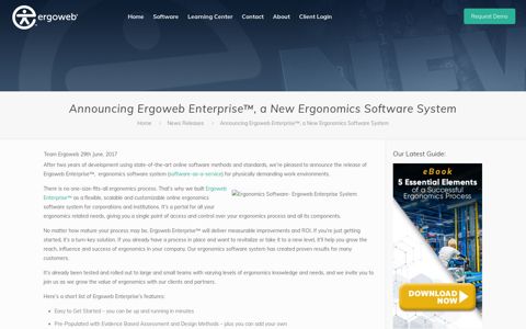 Ergonomics Software System- Announcing Ergoweb Enterprise