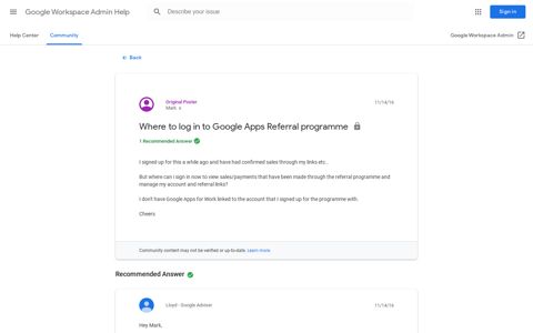 Where to log in to Google Apps Referral programme - G Suite ...