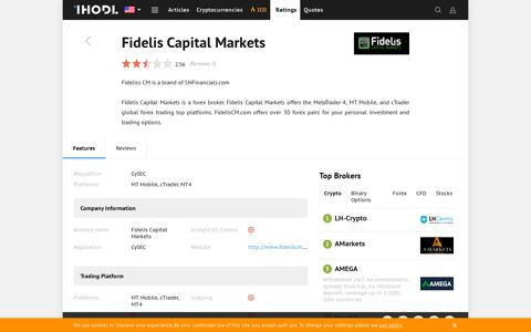 Broker Fidelis Capital Markets - description, trading accounts ...