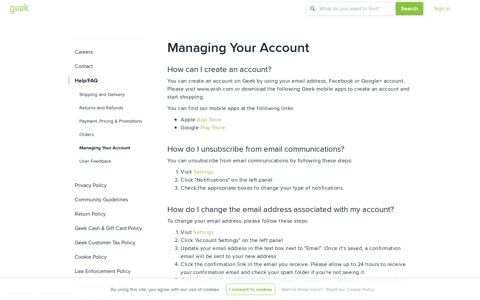 Managing Your Account | Geek