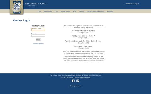 Member Login - The Edison Club