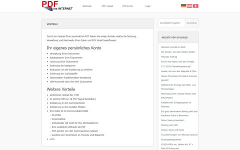 Vorteile – PDF kostenlos ins Internet hochladen