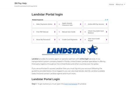 Landstar Portal login - - Bill Pay Help