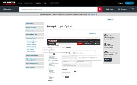 Setting Up Log-In Options - Manage My Account - Grainger ...