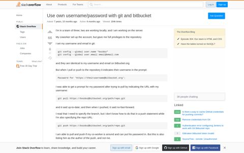 Use own username/password with git and bitbucket - Stack ...